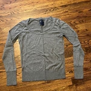 American Eagle womens Grey Sweater Red Piping Sz Lg